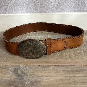 Essential Gap Brown Leather Belt Metal Hook Buckle Sz 26